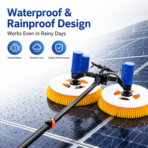 Machine de nettoyage de panneaux solaires 70 cm, <span class=keywords><strong>brosse</strong></span> rotative double, moteur sans balais 24 V 150 W, équipement de nettoyage télescopique pour centrales solaires - Product Image 6