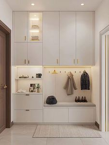 ตู้เก็บรองเท้าทางเข้าในร่มแบบกำหนดเองทันสมัยดีไซน์เฟอร์นิเจอร์ไม้หรูหรา - Product Image 2