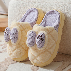 Nouvelle Arrivée - Chaussons d'Hiver Chauds en Fourrure pour Femmes avec Nœud, Antidérapants, Doux et Moelleux, Semelle EVA - Product Image 3