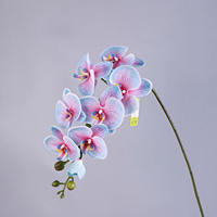 Batang Anggrek Phalaenopsis Buatan Real Touch, Cabang Panjang Tunggal, Anggrek Kupu-kupu Palsu untuk Dekorasi Rangkaian Bunga Pernikahan dan Rumah
