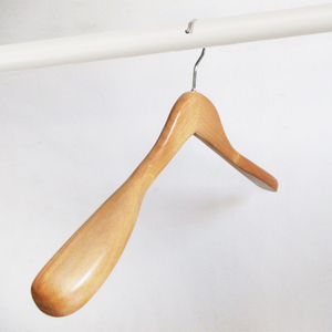 Compact 385mm Concave Natural Solid Wood Chrome Hook Women Apparel Store Clothing Display <b>hangers</b> manufacturer - Product Image 3