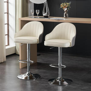 Chaise de bar moderne à hauteur réglable, tabouret pivotant rembourré en cuir PU capitonné pour bar à domicile, hôtel, salle à manger - Product Image 1