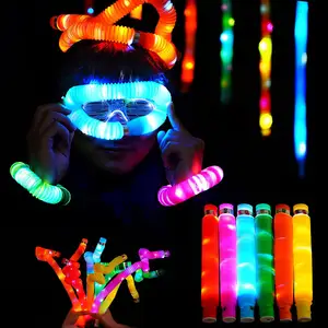 Jouets sensoriels LED Popper Tube Fidget Toy Top 21*2.9CM Tube de soulagement du Stress et de l'anxiété outils d'apprentissage pour enfants bunmo pop tubes