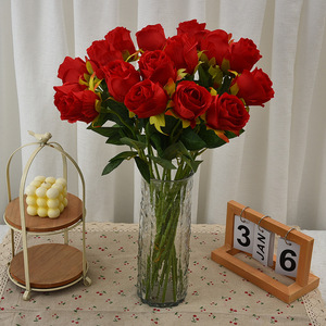 Roses artificielles en soie, fleurs roses, décoration de mariage, décoration de la maison, accessoires de photographie, arrangement en vase - Product Image 3