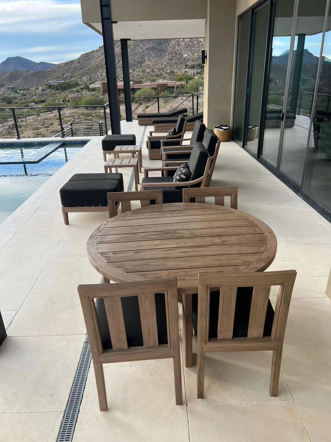 All weather waterproof teak wood outdoor hotel furniture garden terrace hotel partition outdoor sofa set