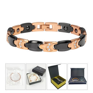 Bracelet en pierre d'énergie thérapeutique quantique céramique, ions négatifs, plaqué or - Product Image 4