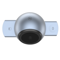 3 in 1 untuk Stasiun Pengisian Daya Nirkabel dengan Speaker, Dudukan Magnetik Berputar Otomatis, Pengisian Cepat 15W