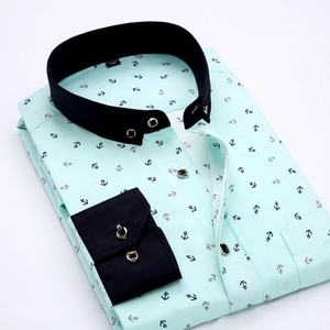 Nouvelle chemise à manches longues pour homme, chemise à carreaux slim coréenne, chemise polyvalente, chemise <span class=keywords><strong>d</strong></span>écontractée à fleurs tendance - Product Image 3