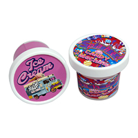 Étiquettes holographiques 3,5 g 100 ml Gobelets à crème glacée Bonbons Gummy Pots en plastique Emballage pour herbes sèches Fleurs 3,5 contenants avec couvercles colorés