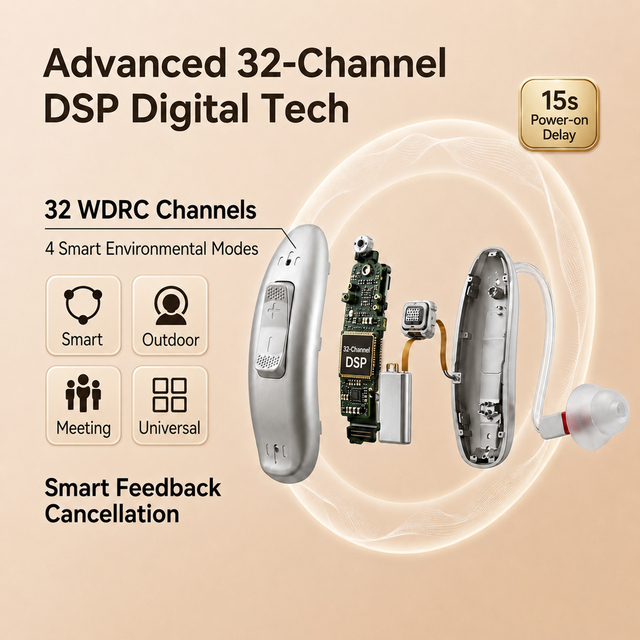 Original Factory 32 Channel Smart Chip Hearing Aids Extended Playtime Rounded Case Dropship Hearing Aid Devices RIC Hearing Aids