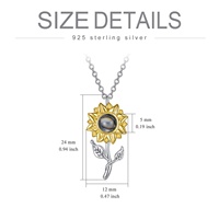 Collier tournesol en filigrane étoile de lune en argent sterling 925 avec pendentif en pierre I Love You en 100 langues