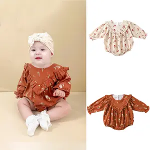 2024 Frühjahr Bubble Baby Strampler Onesie 100 % Baumwolle Rüschenärmel Exquisite Verarbeitung Baby Bubble Strampler