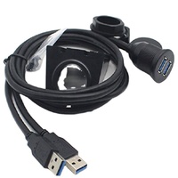 Câble d'extension USB 3.0 double port AUX encastrable pour voiture, charge rapide 3A, cuivre pur, blindage tressé en PVC, pour caméra et ordinateur