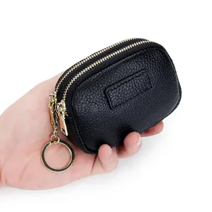 Porte-monnaie AndoBag pour femmes, en cuir de vache véritable, mini portefeuille à double fermeture éclair, porte-clés, sac à lèvres tendance, 208 - Product Image 4