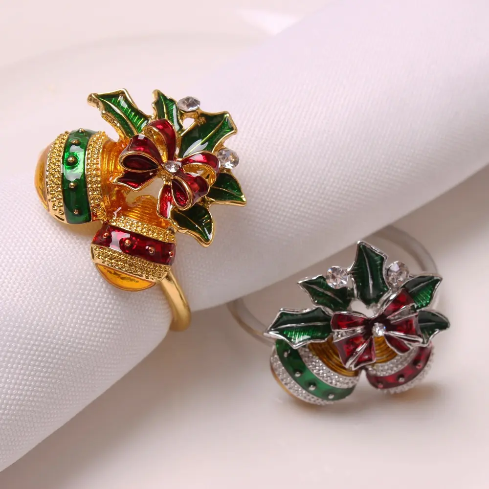 Rond de serviette créatif coréen style nordique Noël diamant cloche anneau de serviette arbre de Noël flocon de neige boucle de serviette