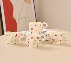 Taza de Cerámica con Asa de Corazón, Diseño Romántico Rojo, Taza de Café con Patrón de Amor, Regalo Único para el Día de San Valentín para Ella, Tazas de Té para Parejas - Product Image 6