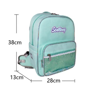 Popular diseño moda gran oferta bolsa conjuntos impermeable brillo tela mochila Linda mochila escolar para niñas mochila conjunto verde - Product Image 2