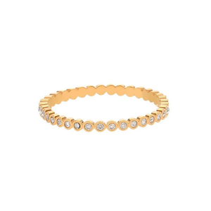 Bracelet jonc en acier inoxydable doré avec diamants ronds, classique pour femme, à porter au quotidien - Product Image 2