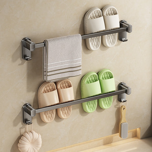 Support mural pour pantoufles de salle de bain, organisateur de rangement durable pour chaussures et vêtements, forme rectangulaire, 50x30 cm - Product Image 1