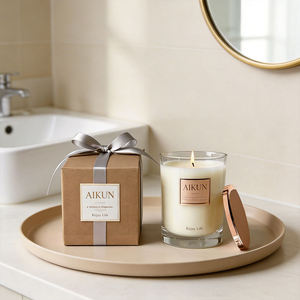 AIKUN Natural Soy Wax Long Burning Glass Candle Scented Candle Jar Candle for Home Decor Wholesale Gift Box - Product Image 6