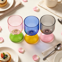 Verre à vin gobelet bicolore coloré soufflé à la main, multicolore, pour fête, décoration de table à la maison, cadeau