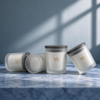Bocaux à bougies blancs givrés spéciaux avec couvercles noirs 220ml 315ml 420ml – Contenants à bougies en gros pour marques à marque privée