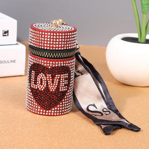 Amour diamant brillant à lèvres sac brillant Bling portefeuille pendentif porte-rouge à lèvres porte-clés pochette en cuir Mini sac porte-clés en cuir - Product Image 2