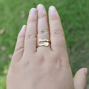 Mother's Day Gift Stainless Steel Heart <strong>Mum</strong> Open <strong>Rings</strong> Rose Gold Plated Adjustable Words <strong>MUM</strong> Steel <strong>Ring</strong> - Product Image 3
