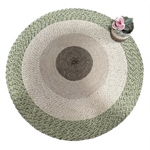 พรมทอทรงกลมแบบมีเบาะรองนั่ง ทำจากปอกระเจาและผ้าฝ้าย เป็นมิตรกับสิ่งแวดล้อม |   พรมปูพื้นห้องนั่งเล่นสีพื้นแบบบางทันสมัย - Product Image 1
