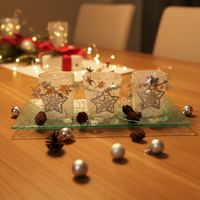 Ensemble d'assiettes et de bols en verre à paroi épaisse, grands bougeoirs avec plaque en verre pour mariage