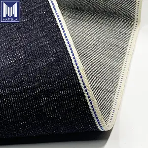 Blau linie 14 unzen indigo raw eine waschen sanforized japan stil kanten denim jeans stoff für männer jeans jacke