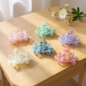 Pinces à cheveux double fleur 10 cm en plastique style doux pour femmes usage quotidien - Product Image 3