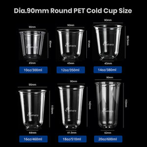 사용자 정의 일회용 PET 플라스틱 컵 90 구경 300ml 350ml 380ml 460ml 510ml 600ml 차가운 음료 뚜껑이있는 얼음 커피 보바 찻잔 - Product Image 5