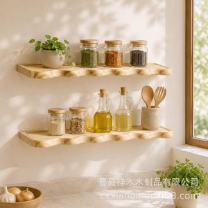 Wooden Irregular Wall <b>Shelf</b> 6cm High Wall Mounted Durable Storage <b>Rack</b> For Living Room Bathroom Decoration - Product Image 3