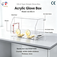 Boîte à gants en acrylique transparent GS-002-A de 6 mm d'épaisseur avec ports pour gants, chambre à vide pour opération à gaz inertes, pour usage en laboratoire