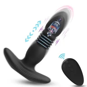 Power Plug Prostate Black Telescopic Dildo Vibrator Adult Toys Anal Plug Vibrating Prostate Massager for Gay Men
