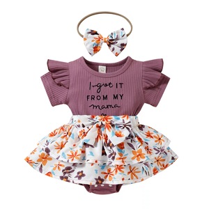 Pyjama pour bébé fille 100% coton Barboteuse <span class=keywords><strong>Oneside</strong></span> à manches courtes pour nouveau-né - Product Image 1