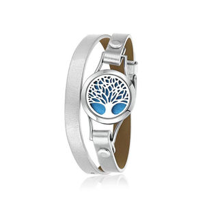 Regalo Creativo 316L in Acciaio Inox Albero Della Vita Medaglione Essenziale Del Cuoio Genuino Olio di Aromaterapia Diffusore Braccialetto - Product Image 3