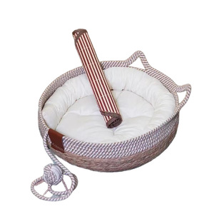 Rattan Cat Bed Woven Pet Bed All Seasons Minimalist Style Cat Supplies With Cushion For Indoor Cats - Product Image 5