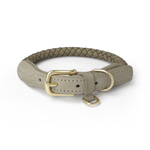 <span class=keywords><strong>Collar</strong></span> Personalizado para Mascotas de Cuero Vacuno Genuino de Fábrica Directa, Collares para Perros Elegantes Trenzados a Mano con Accesorios de Latón - Product Image 3