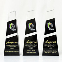 Trophée noir en cristal, plaque d'honneur pour les récompenses des employés, les anniversaires, les hommages et les médailles MH-J0548