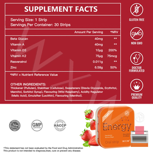 Film de dissolution orale de multivitamines de bonbons à bande mince soluble d'énergie sur mesure Supplément soluble d'énergie - Product Image 6