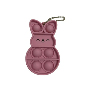 QYS Rabbit Bubble Fidget Keychain Gift PVC Rubber Bunny Pendant Metal Key <b>Ring</b> <b>Stress</b> Relief Toy - Product Image 6