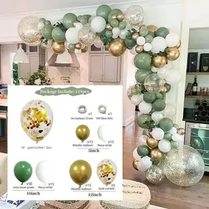 Conjunto de decorações para festas com balões de confete metálico cromado arco por atacado