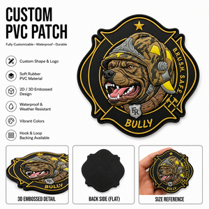 Patch PVC personnalisé tête de Bully Dog, résistant aux UV, badge en caoutchouc avec support Velcro pour vestes d'extérieur, sacs à dos de randonnée, équipement tactique - Product Image 1