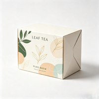 Boîte en carton ondulé avec logo personnalisé et motif feuille, conception pliable facile pour l'emballage extérieur de cadeaux de thé aux herbes