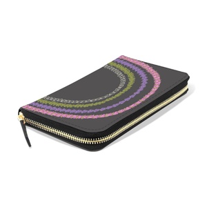 Cartera larga de cuero PU para mujer con diseño de lei arcoíris hawaiano, tarjetero con cremallera, billetera de cuero RFID para mujer - Product Image 3
