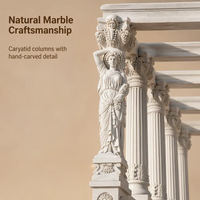 YOUFINE Pergola en marbre blanc européen, Colonne Caryatide, Treillis, Pavillon colonnade, Statuette de femme en marbre blanc grec, Gazebo