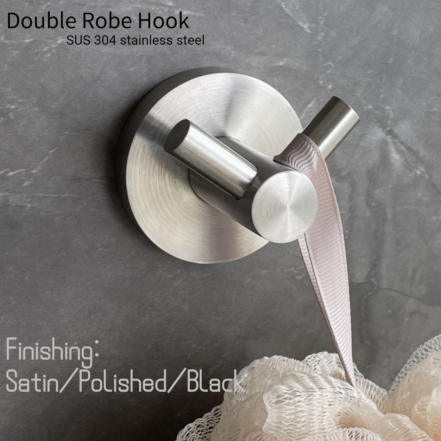 Wall Mounted Towel Robe Hook Bathroom Metal SUS304 Shelf