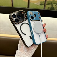 Coque magnétique douce pour la peau avec grande protection d'objectif pour iPhone 11 12 13 14 15 16 17 Pro Max